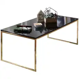 Netto Marken-Discount KADIMA DESIGN RIVA Couchtisch, Metall und Holz, filigrane Beine, schwarze Tischplatte, 120x45x60 cm Angebot