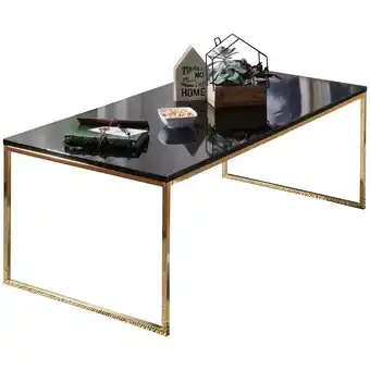 Netto Marken-Discount KADIMA DESIGN RIVA Couchtisch, Metall und Holz, filigrane Beine, schwarze Tischplatte, 120x45x60 cm Angebot
