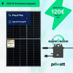 Netto Marken-Discount priwatt Balkonkraftwerk 410Wp/200W - WiFi - Erweiterungsset Angebot