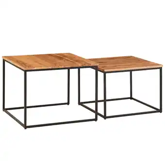 Netto Marken-Discount KADIMA DESIGN Industrie-Stil Wohnzimmertisch 2er Set, Holz & Metall, Quadratisch Angebot