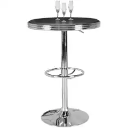 Netto Marken-Discount KADIMA DESIGN Retro-Bartisch, Verstellbare Höhe, Aluminium-Look, Kunstleder - Trendig & Stabil Angebot
