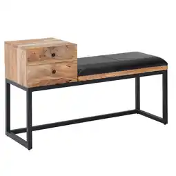 Netto Marken-Discount KADIMA DESIGN Retro-Sitzbank TEXAS mit Schubladen, Moderner Retro-Stil aus Ziegenleder und Metall Angebot