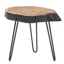 Netto Marken-Discount KADIMA DESIGN Massivholz Beistelltisch, Industrial-Stil, Handgefertigt, Baumkante Design Angebot
