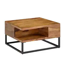 Netto Marken-Discount KADIMA DESIGN Sofatisch, Sheeshamholz, Staufach, 60x60x34,5 cm, Industrial-Design Angebot
