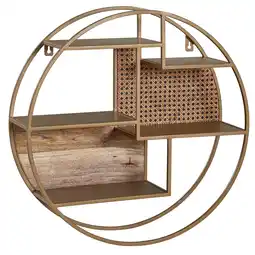 Netto Marken-Discount KADIMA DESIGN Wandregal, Industrial-Stil, Rattan/Metall/Massivholz, 5 Ablageflächen, Handgefertigt Angebot