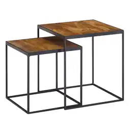 Netto Marken-Discount KADIMA DESIGN Mango Industrial: Beistelltische 2er Set, Massivholz, Metall, Unikate Angebot
