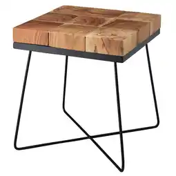 Netto Marken-Discount KADIMA DESIGN Quadratischer Beistelltisch Akazie, Industrial-Style, Massivholz, Metallgestell Angebot