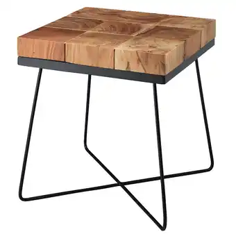 Netto Marken-Discount KADIMA DESIGN Quadratischer Beistelltisch Akazie, Industrial-Style, Massivholz, Metallgestell Angebot