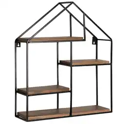 Netto Marken-Discount KADIMA DESIGN Wandregal in Haus-Form 50x60x14 cm aus Mango Massivholz und Metall – KADIMA DESIGN Angebot