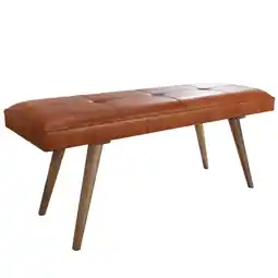 Netto Marken-Discount KADIMA DESIGN Retro-Sitzbank aus Ziegenleder und massivem Holz, stabil, 200 kg Belastbarkeit Angebot