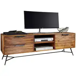 Netto Marken-Discount KADIMA DESIGN Lowboard NISHAN, Sheesham Massivholz, 160x54x40 cm, Industrial Design Angebot