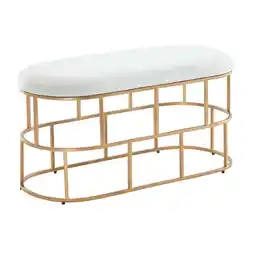 Netto Marken-Discount KADIMA DESIGN Samt-Sitzbank in Weiß & Gold, modernes Design, handgefertigtes Unikat, 90x46x38 cm Angebot