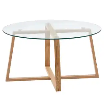Netto Marken-Discount KADIMA DESIGN Couchtisch Eiche, Modern, Transparente Glasplatte, Überkreuztes Gestell Angebot
