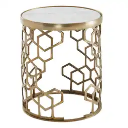 Netto Marken-Discount KADIMA DESIGN Beistelltisch Alba, Marmorstruktur, goldfarbenes Metallgestell, 44 cm Durchmesser Angebot