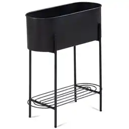 Netto Marken-Discount KADIMA DESIGN Pflanzkübel Schwarz mit Gestell und Ablage, Pflanzgefäß Metall, 51x65x22 cm Angebot
