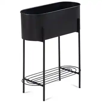 Netto Marken-Discount KADIMA DESIGN Pflanzkübel Schwarz mit Gestell und Ablage, Pflanzgefäß Metall, 51x65x22 cm Angebot