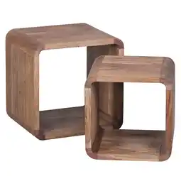 Netto Marken-Discount KADIMA DESIGN Moderne Akazie Satztische 2er Set, Massivholz - Vielseitig & Handgefertigt Angebot