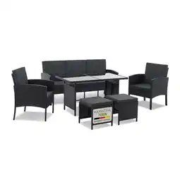 Netto Marken-Discount Juskys Polyrattan Gartenmöbel Sitzgruppe Turin Set 6 teilig - Outdoor Möbel mit Tisch - Schwarz Angebot