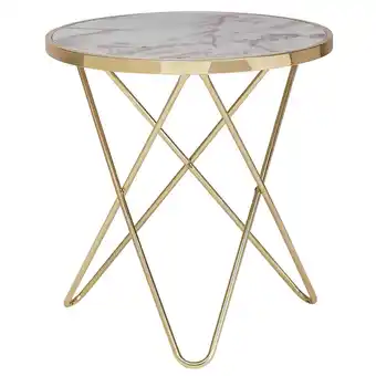 Netto Marken-Discount KADIMA DESIGN Beistelltisch in Marmoroptik, goldener Tischgestell, moderne Akzente, Ø 55 cm x 57 cm Angebot