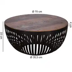 Netto Marken-Discount KADIMA DESIGN Couchtisch im Industrial-Design, Recyceltes Mangoholz, Braun, 70x33x70 cm Angebot