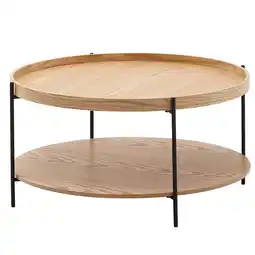 Netto Marken-Discount KADIMA DESIGN Eichenfurnier Couchtisch mit Stauraum, Metallgestell, Erhöhter Rand Angebot