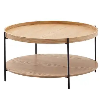 Netto Marken-Discount KADIMA DESIGN Eichenfurnier Couchtisch mit Stauraum, Metallgestell, Erhöhter Rand Angebot