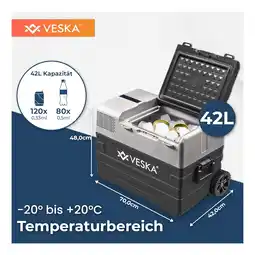 Netto Marken-Discount VESKA Kompressor Kühlbox elektrisch, Gefriertruhe mit APP-Steuerung - 42l anthrazit Angebot