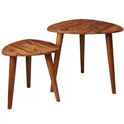 Netto Marken-Discount KADIMA DESIGN Rustikales Sheesham Holz Beistelltisch Set, 2 Stück, Landhausstil, stabil Angebot