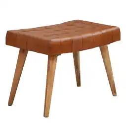 Netto Marken-Discount KADIMA DESIGN Moderner Chesterfield-Lederhocker, Echtleder und Naturholz, 120 kg Belastbarkeit Angebot