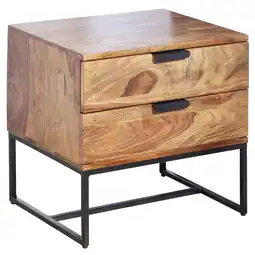 Netto Marken-Discount KADIMA DESIGN Industrial Nachtkonsole aus Sheesham-Holz und Eisen, 2 Schubladen, 50x40x51 cm Angebot