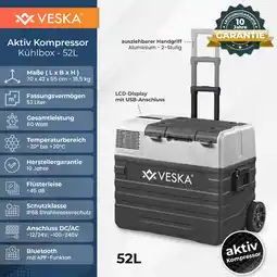 Netto Marken-Discount VESKA Kompressor Kühlbox elektrisch, Gefriertruhe mit APP-Steuerung - 52l anthrazit Angebot