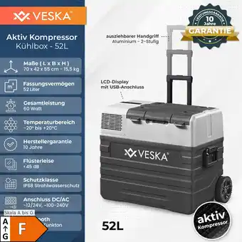 Netto Marken-Discount VESKA Kompressor Kühlbox elektrisch, Gefriertruhe mit APP-Steuerung - 52l anthrazit Angebot