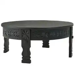 Netto Marken-Discount KADIMA DESIGN Massivholz Couchtisch, Orientalisches Design, Schwarz Lack, Handgefertigt Angebot