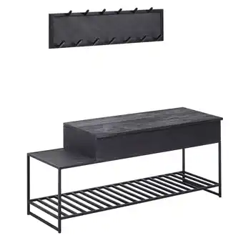 Netto Marken-Discount KADIMA DESIGN Industrial Garderoben-Set, Mango Massivholz, Wandgarderobe, Sitzbank, Regal Angebot