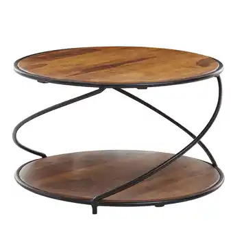 Netto Marken-Discount KADIMA DESIGN Couchtisch aus Sheesham Massivholz und Edelstahl, Schwarz/Braun, 2 Ablageflächen Angebot
