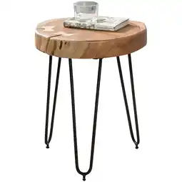 Netto Marken-Discount KADIMA DESIGN Beistelltisch BALU, Akazienholz, Landhausstil, schwarze Metallbeine Angebot