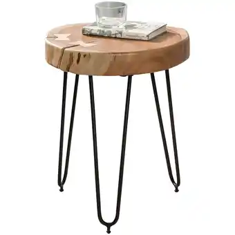 Netto Marken-Discount KADIMA DESIGN Beistelltisch BALU, Akazienholz, Landhausstil, schwarze Metallbeine Angebot