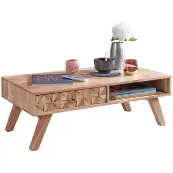 Netto Marken-Discount KADIMA DESIGN Moderner Landhaus-Stil Couchtisch, massives Holz, Schublade, Ablagefach, 95x35x50 cm Angebot
