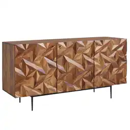 Netto Marken-Discount KADIMA DESIGN Sideboard Metallux, Sheesham-Holz, 3D-Oberfläche, Braun, Modern Angebot