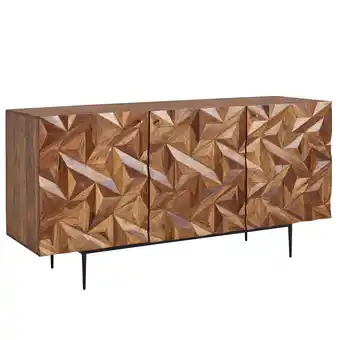 Netto Marken-Discount KADIMA DESIGN Sideboard Metallux, Sheesham-Holz, 3D-Oberfläche, Braun, Modern Angebot