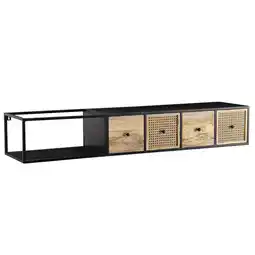 Netto Marken-Discount KADIMA DESIGN Lowboard Hängend Mango Massivholz/Metall, TV-Schrank, Schubladen & Rattan-Fronten Angebot