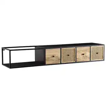 Netto Marken-Discount KADIMA DESIGN Lowboard Hängend Mango Massivholz/Metall, TV-Schrank, Schubladen & Rattan-Fronten Angebot