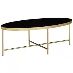Netto Marken-Discount KADIMA DESIGN VILS Couchtisch, oval, Glasplatte, filigranes Metallgestell, Schwarz/Gold, 110x56 cm Angebot