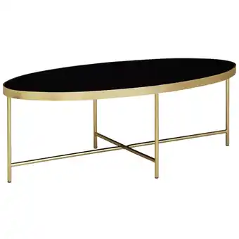 Netto Marken-Discount KADIMA DESIGN VILS Couchtisch, oval, Glasplatte, filigranes Metallgestell, Schwarz/Gold, 110x56 cm Angebot