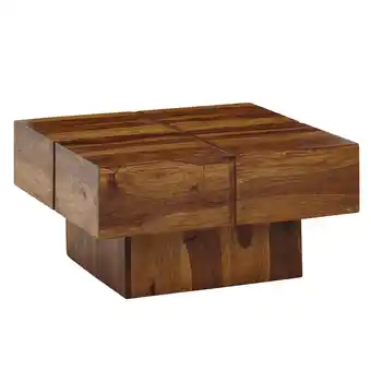 Netto Marken-Discount KADIMA DESIGN Couchtisch Sheesham Massivholz Quadrat, Modernes Rillenmuster, 57,5x57,5x30 cm Angebot