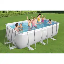 Netto Marken-Discount Bestway Power Steel Frame Pool-Set mit Filterpumpe 412 x 201 x 122 cm , lichtgrau, eckig Angebot