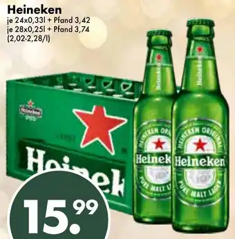 Trink und Spare Heineken je 24 x 0.33 L + Pfand 3.42 oder je 28 x 0.25 L + Pfand 3.74 Angebot