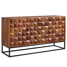 Netto Marken-Discount KADIMA DESIGN Sheesham Holz Sideboard, 145x81x45 cm, Industrial Design, Metallgestell Angebot