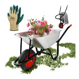 Netto Marken-Discount GARMIO Schubkarre 85 Liter bis 160 kg Garten Bauschubkarre, Luftreifen mit Felge - Wanne verzinkt Angebot