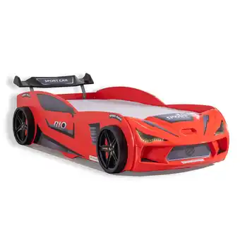 Netto Marken-Discount Autobett 90x200 Rio Kinderbett mit LED Leuchte und Lattenrost Rot Angebot